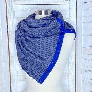 LULULEMON l Vinyasa Scarf *Rulu Parallel Stripe Pigment Blue Heathered Black